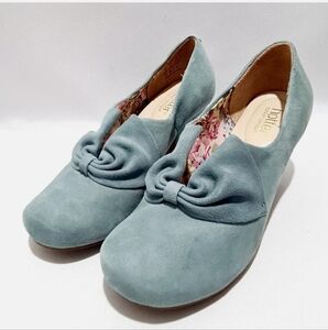 Hotter Donna Aqua VTG Blue Suede Court Kitten Heel Pumps Sz 7